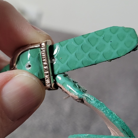 SALE. VINCE CAMUTO retro style mint green patent snakeskin heel size 8 - Picture 10 of 13